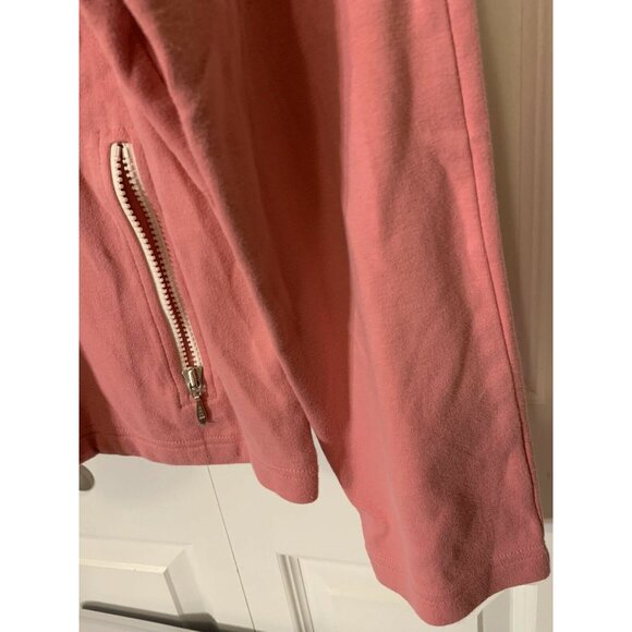 BOSTON PROPER Sz L Black Cotton Windbreaker‎ Full Zip Pink Stripes - Picture 5 of 6